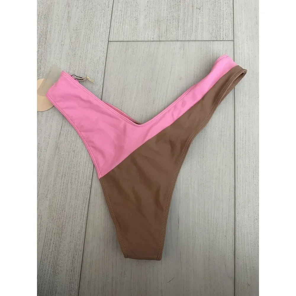 NWT Camila Coelho - Rumba Bikini‎ Bottom Sz M - Pink & Nude